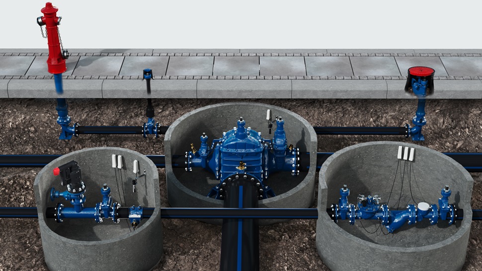 Animation showing how AVK smart water can be set up
