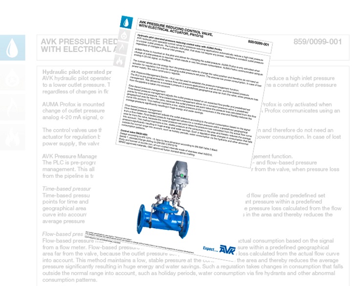 Hydraulic pilot operated pressure reducing control valve with AUMA Profox