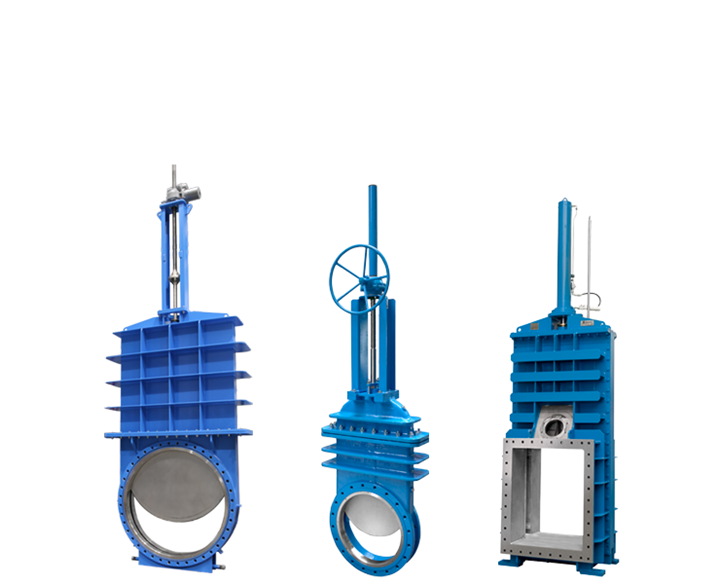 Bonneted gates and knife gate valves for dams and reservoirs