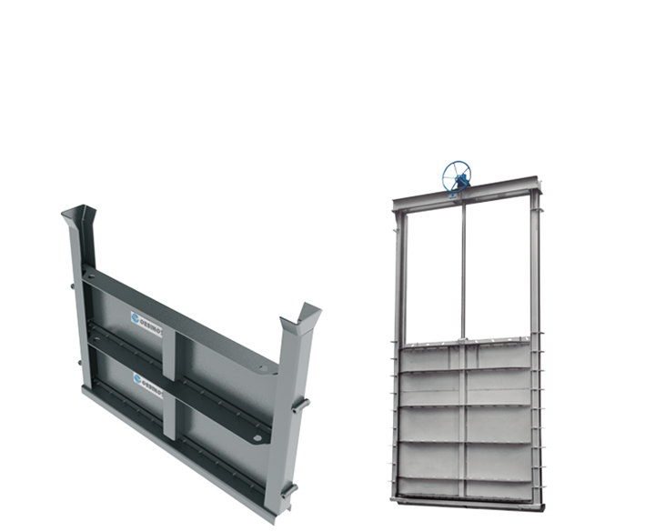 Penstocks and stop logs for dams and reservoirs